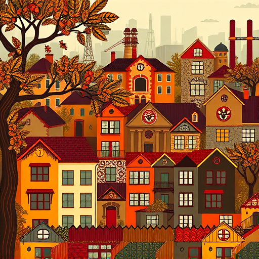 Imagine a stunning Byzantine-inspired depiction of a Spanish-style home nestled in Passaic, New Jersey, reimagined with intricate mosaics and ornate architectural details that evoke the grandeur of Byzantine art. The scene showcases a picturesque facade adorned with colorful, shimmering mosaic tiles forming swirling geometric patterns and floral motifs, capturing the vibrant spirit of Spanish architecture. Elegant arches and terracotta rooftops crowned with elaborate ceramic details are complemented by gilded accents—subtle hints of gold leaf shimmer across the domes and window trims—imbuing a sense of opulence and historical richness. The setting is a lush, slightly whimsical garden with twisting cypress trees and vibrant bougainvillea cascading along the walls, creating a lively and inviting environment that hints at the craftsmanship behind the home’s design. Quirky, playful details include tiny mosaic animals or abstract figures embedded discreetly within the façade, adding personality and a touch of humor. The background suggests a serene sky, painted in warm golden hues at dawn or dusk, setting a calm, nostalgic mood infused with the timeless elegance of Byzantine art. The overall atmosphere exudes both professionalism and artistic flair, with a subtle sense of adventure, inviting viewers to explore the artistry behind these unique architectural achievements. The art style, ByzantineArt, emphasizes intricate patterns, luminous colors, and a sense of divine geometry, with a carefully curated palette of rich blues, warm terracottas, shimmering golds, and deep greens, harmonizing to evoke both tradition and creativity in the depiction of Passaic’s architectural charm.