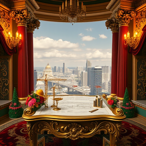 A captivating blog cover image exploring the essence of neoclassical architecture, featuring a grand, symmetrical building facade adorned with tall, fluted columns and ornate capitals that evoke classical antiquity. The structure’s pristine white marble texture contrasts subtly with a vibrant, sky-blue background that hints at a clear, sunny day, radiating a sense of order and grandeur. Surrounding the building, lush green trees with slightly exaggerated, whimsical leaf shapes add a lively, playful touch to the scene. In the foreground, a charming, vintage street lamp with ornate detailing stands next to a decorative stone pedestal, perhaps topped with a small, quirky sculpture—a playful nod to historic embellishments—adding personality without overwhelming the scene. The environment is framed by a broad, paved square with cobblestone patterns, hinting at an old European city square, bustling gently with unseen activity. The overall tone is calm yet confident, inspiring curiosity about classical ideals repurposed into modern contexts, achieved through the balanced harmony of the structured architecture and the lively, inviting environment. The art style of SocialRealism lends a slightly textured, realistic feel to the scene, using warm but muted color tones—soft creams, gentle browns, and cool blues—to evoke a sense of timeless elegance but with a contemporary, accessible vibe. Subtle, quirky details such as a small, phoenix-shaped weather vane atop the building or a tiny, vintage bicycle leaning against the wall add personality and a unique twist, inviting viewers to explore the storytelling behind the neoclassical aesthetic.