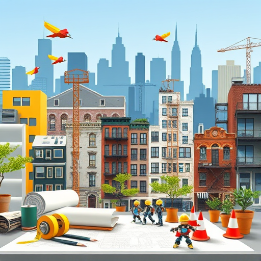 A vibrant and intricate depiction of modern architects in Union City, New Jersey, welcoming new clients through a stylized ByzantineArt lens. The scene showcases a grand, mosaic-inspired cityscape with gleaming, gold-accented skyscrapers and ornate domed structures, merging traditional Byzantine architectural motifs with contemporary urban design. In the foreground, elegantly stylized architectural tools—compasses, drafting pens, and blueprint scrolls—are arranged in elaborate, decorative patterns reminiscent of Byzantine illuminated manuscripts, subtly characterizing the theme of collaboration and creativity. Instead of human figures, the scene features symbolic representations: a majestic, heraldic eagle perched atop a tower, holding a scroll in its talons, signifying oversight and wisdom; intertwined vine motifs with blooming, jewel-toned flowers symbolizing growth and new beginnings. Playful touches include miniature mosaic tiles forming tiny, whimsical models of buildings nestled along the foreground, adding personality and a quirky charm to the composition, while a stylized compass rose in the sky serves as a visual anchor, hinting at guidance and exploration. The background features a panoramic view of Union City’s skyline rendered in flat, decorative Byzantine patterns, with shimmering cerulean and teal sky, dotted with golden stars and delicate arabesque motifs that evoke calm and optimism. The overall mood exudes a sense of reverence, timeless craftsmanship, and sophisticated professionalism, infused with a subtle, playful spirit that invites engagement. The ByzantineArt style lends the image a layered, detailed, and highly decorative aesthetic, with the color palette composed of rich golds, deep blues, vibrant teals, and shimmering accents, emphasizing elegance and creativity while maintaining a compelling, unique visual narrative suitable as a captivating blog cover image.