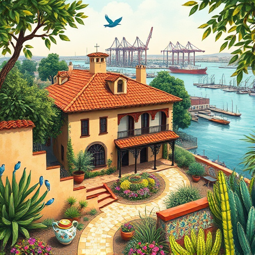 A vibrant and serene ColorFieldPainting-style collage illustrating the process of choosing an architect in Greenwich, Connecticut. The scene features broad, overlapping expanses of soft pastel blues and gentle greens reflecting the lush Connecticut landscape, interspersed with warm terracotta and sandy beige tones reminiscent of coastal architecture. At the center, abstracted shapes suggest a modern, sleek blueprint unfurling across a stylized, simplified townscape dotted with iconic Greenwich mansions and charming cottages, rendered in minimalistic blocks of color to evoke sophistication and tranquility. Subtle touches of playful whimsy appear through tiny, quirky details—perhaps a miniature red pencil or a tiny bird perched on a tower—adding personality without overpowering the calm ambiance. The background hints at a minimalist skyline with subtle hints of the Atlantic horizon blending into the sky, conveying the scenic, affluent setting. The overall mood is calm, professional, and inspiring, inviting the viewer to explore the artistry behind architectural choices. The use of bold color blocks and contrasting hues, combined with the textured, layered brushstrokes characteristic of ColorFieldPainting, creates a soothing yet engaging visual experience—perfect as a blog cover that balances elegance with a touch of creative flair.