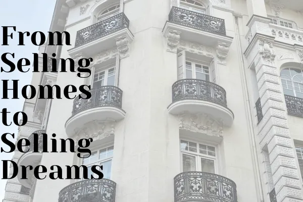 Art Deco architecture in Madrid’s Salamanca neighborhood with the text “From Selling Homes to Selling Dreams” overlayed.