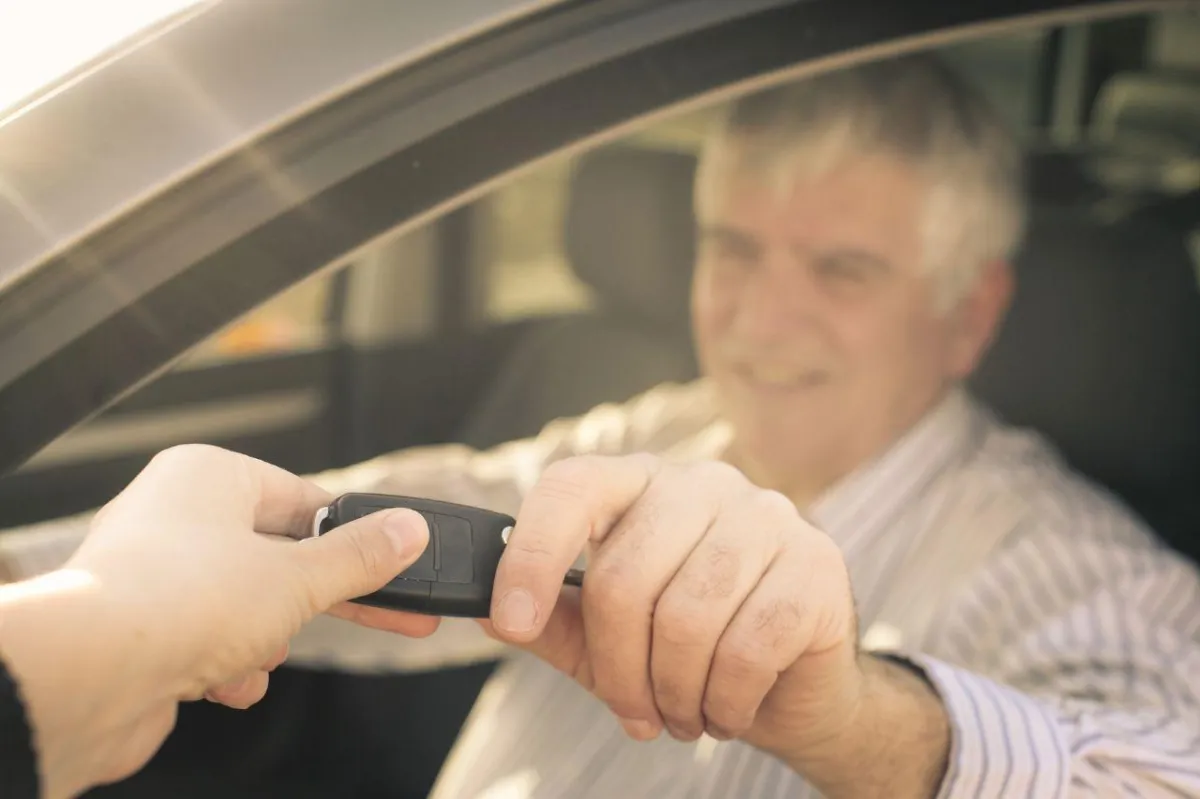 a senior give his car key