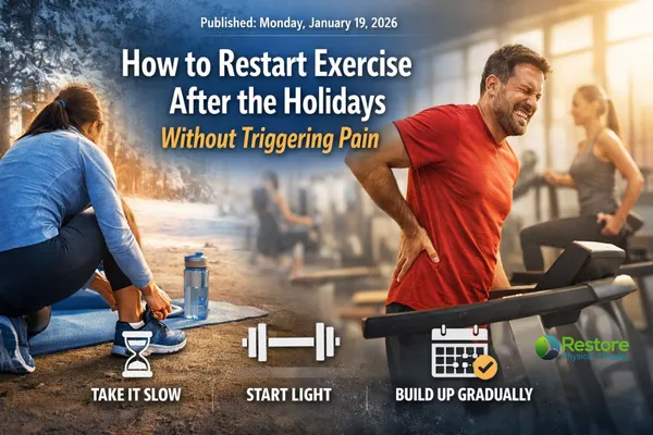 Person easing back into exercise after the holidays with guidance from a physical therapist at Restore Physical Therapy in Rochester Hills, Michigan