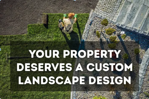 landscaper putting in a custom landscaped design