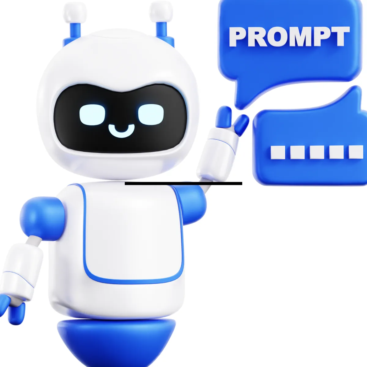 Robot talking about AI prompts