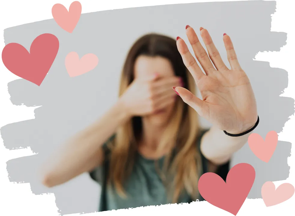 Woman in her 40s covering her eyes and reaching out, symbolizing feeling disconnected from her body during perimenopause, hormonal changes after 40, and emotional overwhelm linked to midlife body changes