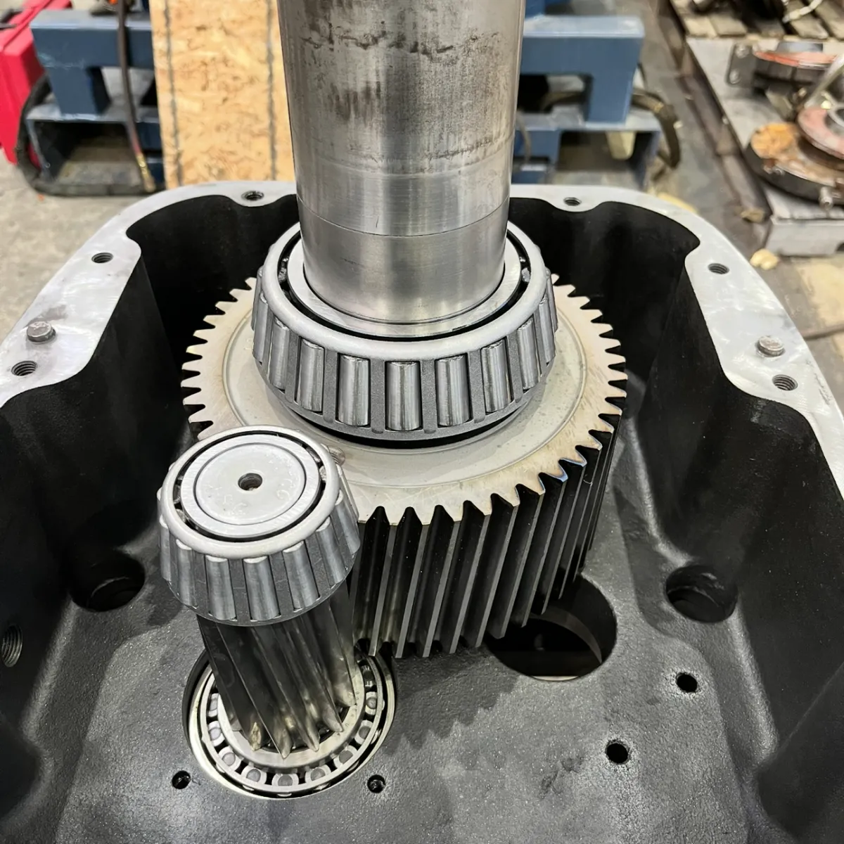 a photo of the gear assembly of a drill
