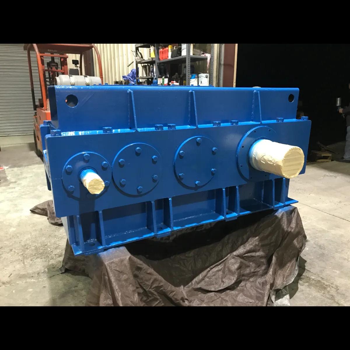 a photo of a big blue mining chamber