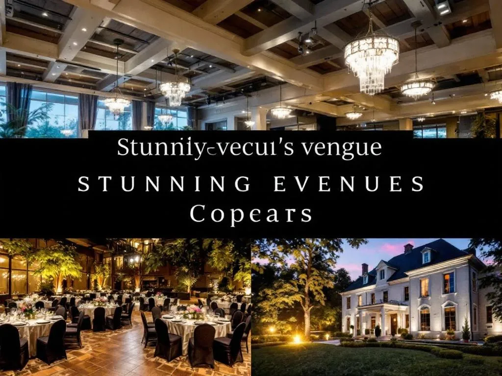 The image showcases a stunning event venue located in Stone Mountain, GA. It captures the elegant interior layout, high-end lighting fixtures, and spacious capacity that can accommodate a large gathering. The photo also highlights the venue's exterior design and lush surrounding greenery, giving viewers a comprehensive visual understanding of what to expect when booking this venue.