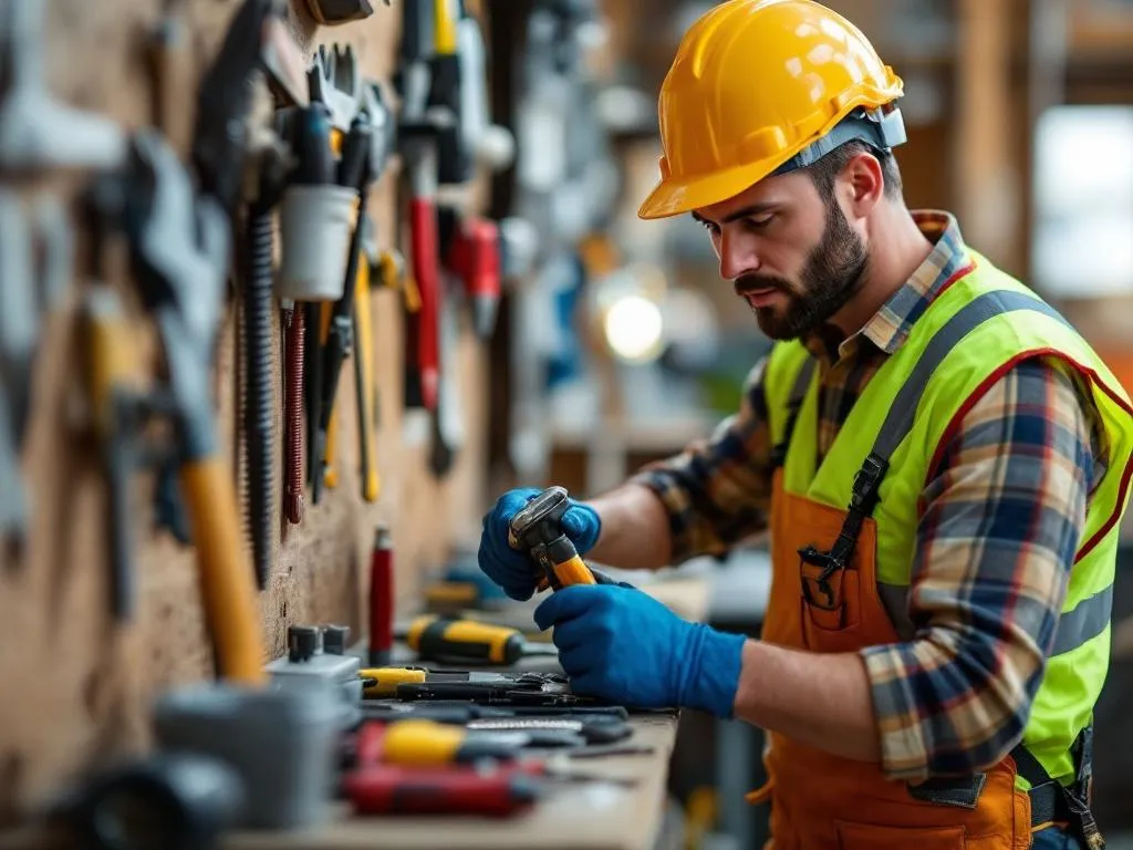 The article features a high-quality photo of a professional handyman in Greeley at work, wearing safety gear and using a variety of tools. The image provides an insight into the kind of work a handyman does and the tools they use, which adds a layer of visual context to the guide.