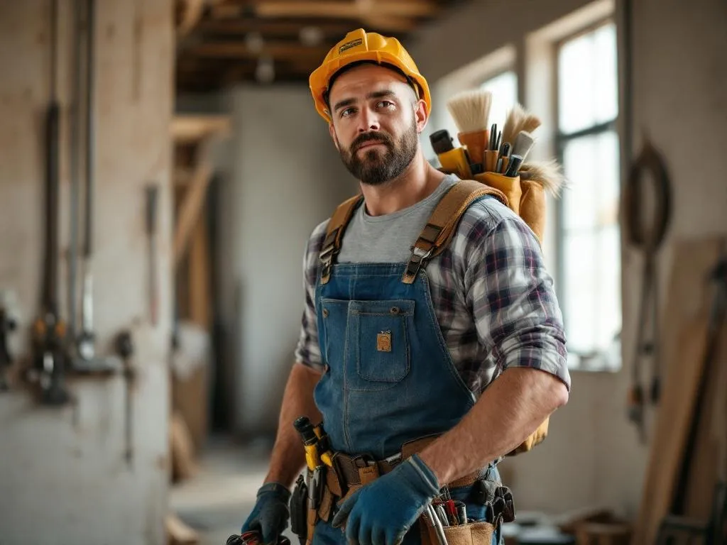 Handyman at work carrying tools