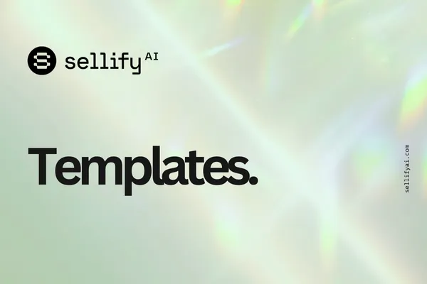 Sellify AI templates Guide cover page with a holographic light background. The Sellify AI logo appears at the top left, and the text 'Onboarding Guide.' is prominently displayed in bold black font. The website URL sellifyai.com is vertically aligned on the right side