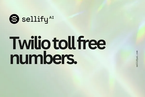 Sellify AI Twilio registration Guide cover page with a holographic light background. The Sellify AI logo appears at the top left, and the text 'Onboarding Guide.' is prominently displayed in bold black font. The website URL sellifyai.com is vertically aligned on the right side