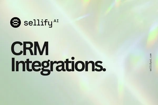 Sellify AI CRM Integration cover page with a holographic light background. The Sellify AI logo appears at the top left, and the text 'Onboarding Guide.' is prominently displayed in bold black font. The website URL sellifyai.com is vertically aligned on the right side