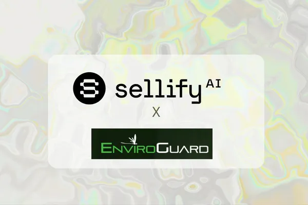 multicolored backfroun Sellify AI logo on the top with Enviroguards logo below. 
