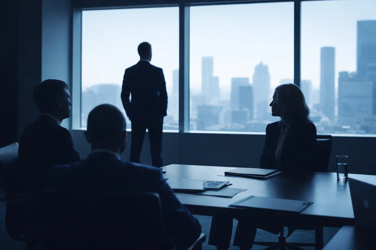 People in board room discussing strategy