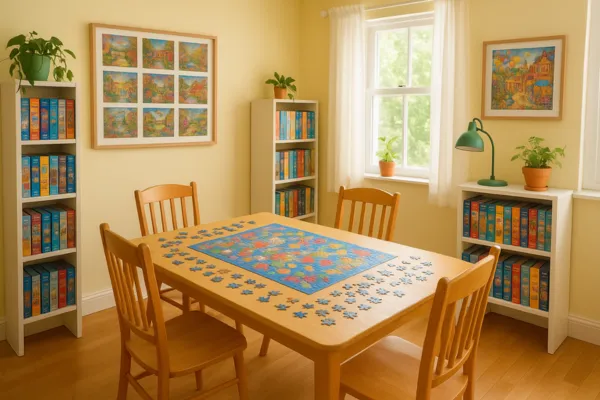 Bright, inviting puzzle space