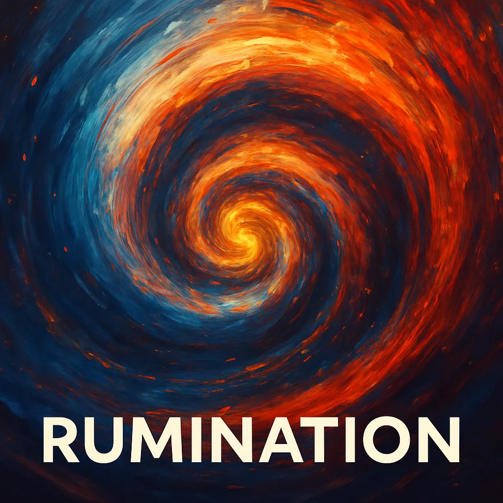 Abstract image representing rumination in leadership—mental looping and responsibility distortion disrupting clarity.