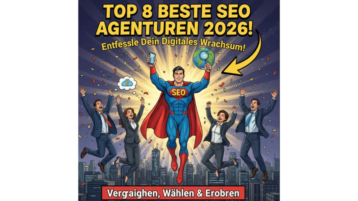 Top 8 der besten SEO-Agenturen 2026 – Vergleich führender SEO-Unternehmen für KI-optimierte Suchmaschinenoptimierung und digitales Wachstum.