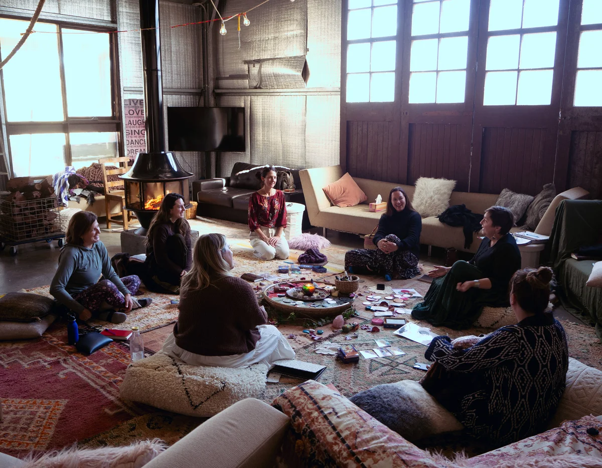 women gathered in circle 