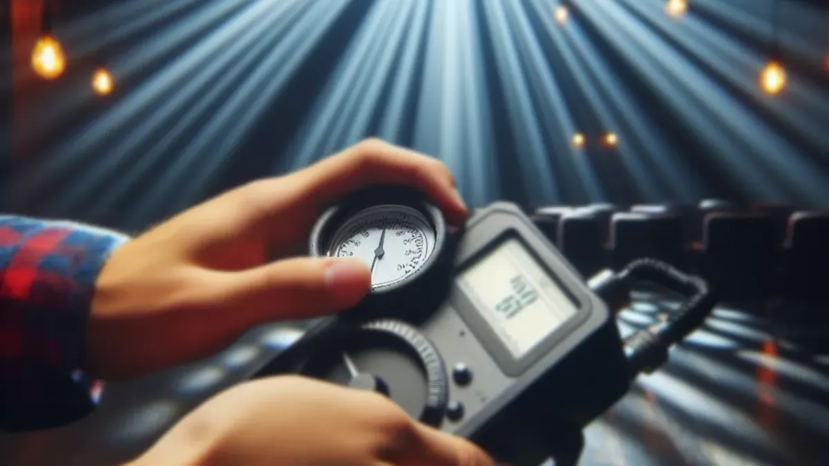 hands holding a light meter