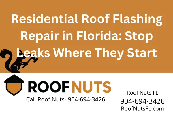 Leaky roof around vents or chimneys? Roof Nuts FL specializes in roof flashing repair for Florida homeowners. Fast, affordable, and built to last. Call 904-694-3426.