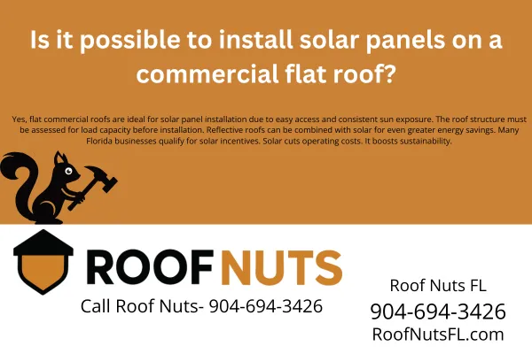 Yes—flat commercial roofs are ideal for solar panel systems. Learn why solar works well on commercial roofing, what to check before installation, and how Florida businesses can benefit from solar incentives.