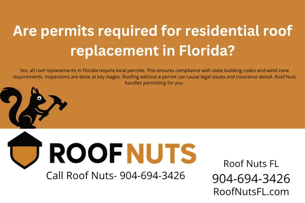 Yes, roof replacement in Florida requires a permit. Learn why permits are essential, how inspections work, and how Roof Nuts handles the process for you.
