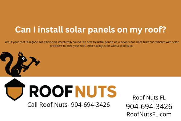 Yes, you can install solar panels on your roof—if it’s in good shape. Learn how Roof Nuts helps Florida homeowners prep their roof for solar and why it’s smart to install panels on a newer roof.
