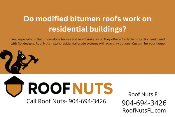 Learn why modified bitumen roofing is a smart choice for Florida’s flat and low-slope homes. Discover benefits, lifespan, and warranty options from Roof Nuts. Call 904-694-3426.
