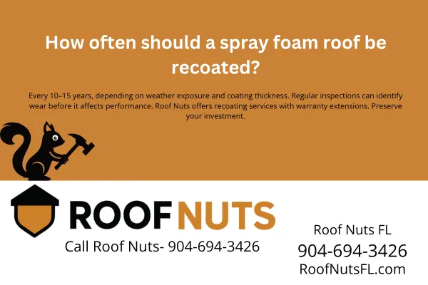 How often should a spray foam roof be recoated?