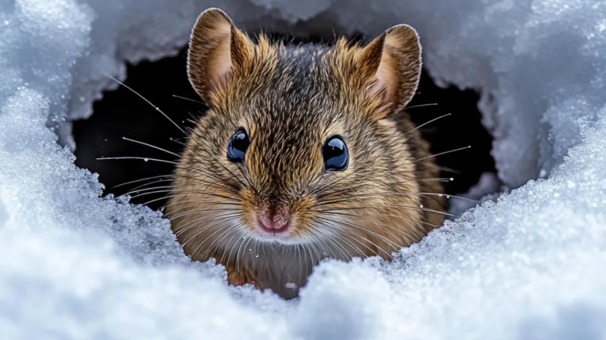 An image of a rodent in snow