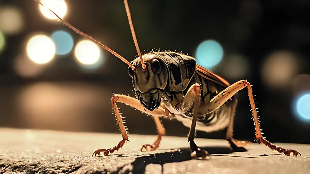 Image of an insect at night