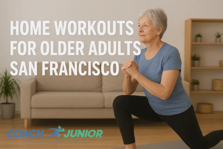 Home workouts for older adults with safe and gentle exercises guided by Coach Junior in San Fran