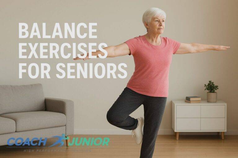 Balance exercises for seniors guided by a personal trainer