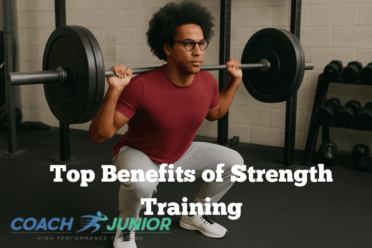 Strength training workout demonstrating the benefits of building muscle, burning fat, and improving overall fitness