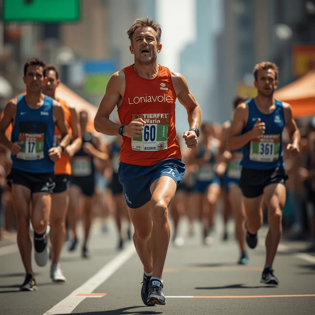 Elite runners competing in road racing marathon majors during an international marathon event