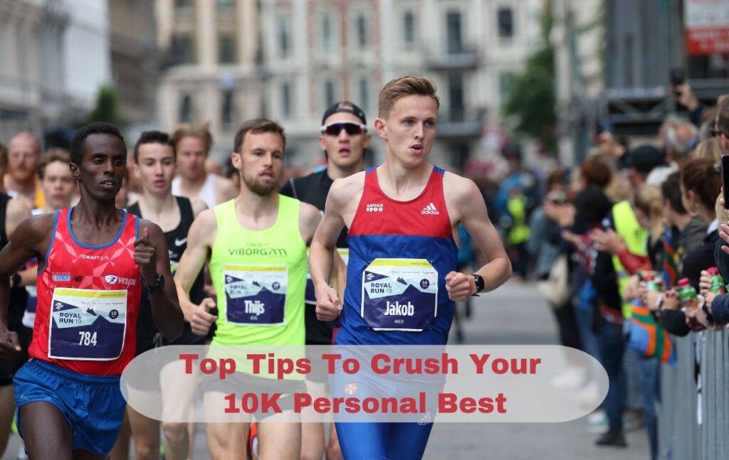 Runner pushing the pace during a 10K training run while working to beat their best 10K time