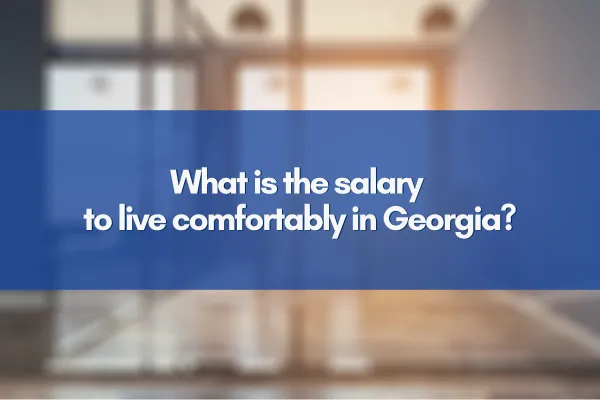 Georgia state map with a dollar sign and comfortable lifestyle icons representing salary and living standards