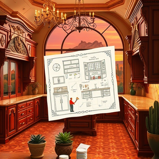 A vibrant, stylized depiction of a small kitchen layout optimized for space and efficiency, featuring exaggerated, flowing curved countertops that seamlessly connect to enhance movement. Playful appliances include a whimsical toaster with a squished shape and a lively kettle with steam spirals blending into the background, all rendered in bold, contrasting colors such as fiery reds, vivid yellows, and deep emerald greens. The scene includes quirky details like a crooked pot rack holding unusual-shaped pots and pans, a tiny window with swirling curtains casting playful shadows, and a small herb garden with oversized leaves on the windowsill. Walls are decorated with abstract, swirling patterns representing organization and chaos, complemented by a stylized clock highlighting time-saving innovations. The background suggests a cozy, expressive kitchen environment filled with textured strokes that convey warmth and personality, celebrating creative small-space optimization through energetic, artistic design.