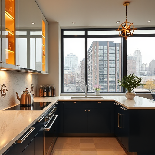 A sleek, minimalist illustration of a modern kitchen featuring clean lines and geometric shapes. The scene highlights a beautifully redesigned kitchen island, minimalist cabinetry, and contemporary appliances outlined in soft, muted pastel teal, warm beige, and gentle gray tones. Natural light filters through airy windows, illuminating subtle textures such as a marble backsplash and matte-finish countertops. Decorative elements include a small potted plant on the countertop corner and a quirky, oversized magnet in the shape of a smiley face on the refrigerator, adding personality. The environment exudes an inviting, professional, and trustworthy atmosphere with a calm and confident mood. The art style is minimalistic, utilizing flat colors, minimal shadows, and simple contours, creating an elegant, modern aesthetic suitable for a professional blog cover about kitchen remodels and design reviews.