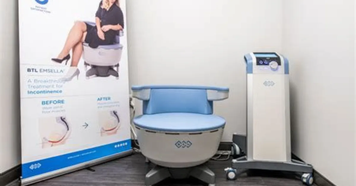 Postpartum recovery treatment using the Emsella Chair at Beauty Diamond Medispa