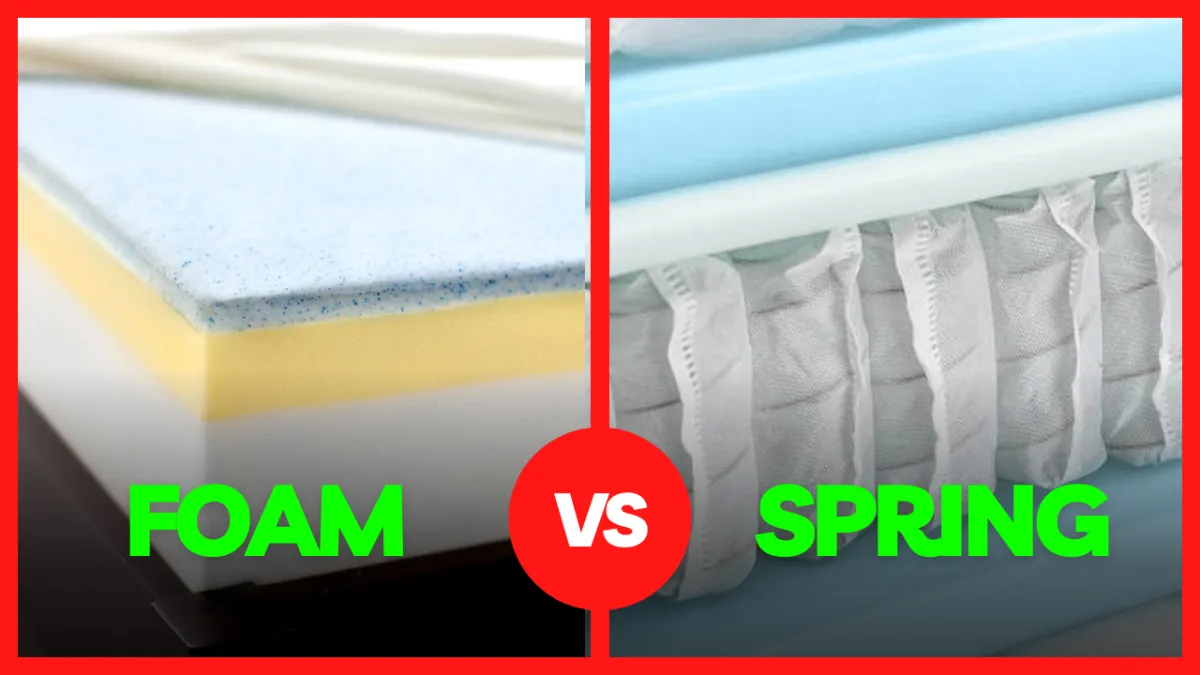 memory foam on the left vs a spring mattress on the right