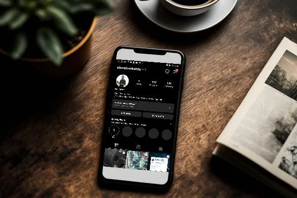 Cell phone on a table with a social media app open