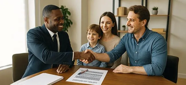 Image of a Family setting up a will to protect their child's future