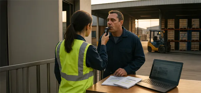 An image of someone getting a blood alcohol level test