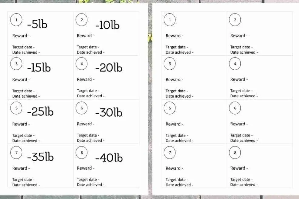 Free Weight Loss Reward Printable Cards