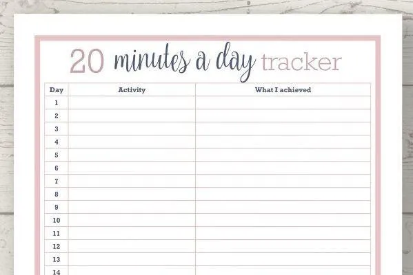 Free Printable 20 Minutes a Day Tracker
