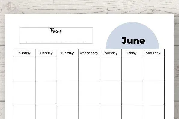 Free Printable June Calendar
