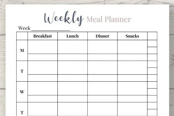 Weekly Menu Planner Printable